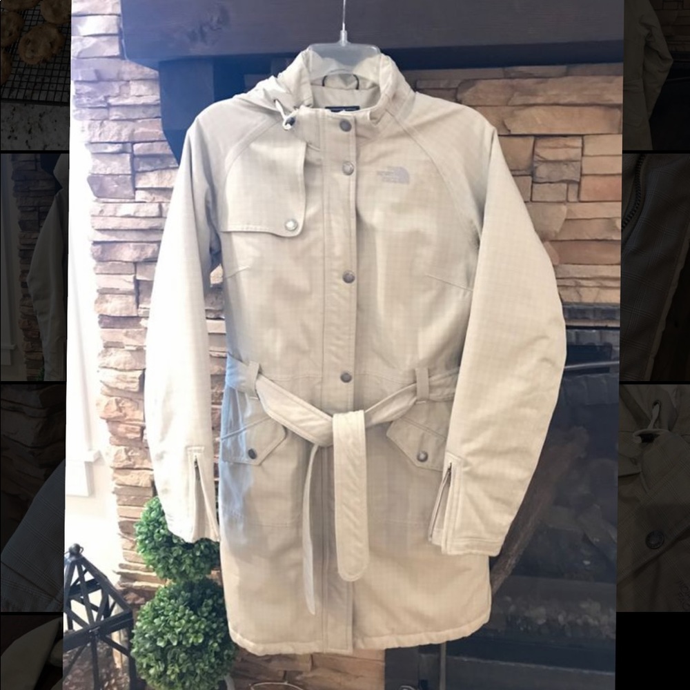 The North Face HyVent long belted hooded jacket